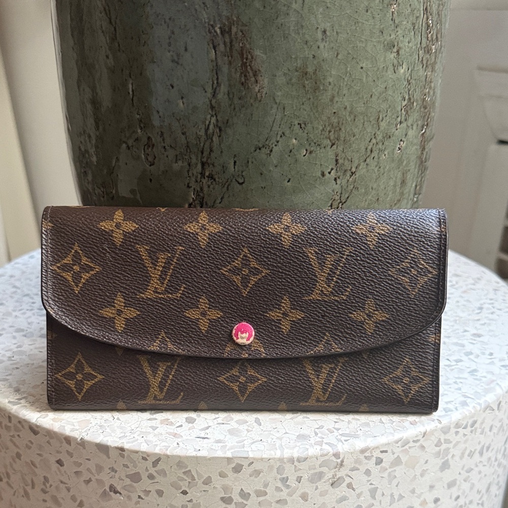 Louis Vuitton Monogram Continental Wallet with Pink Snap